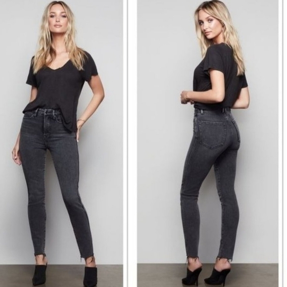 Good American Womens Gray Skinny Jeans with Fading & Frayed Hem. Size 14/32 - Picture 2 of 6